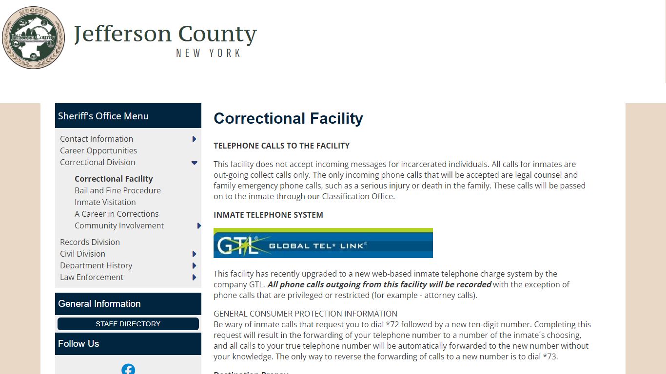 Welcome to Jefferson County, New York - Correctional Facility