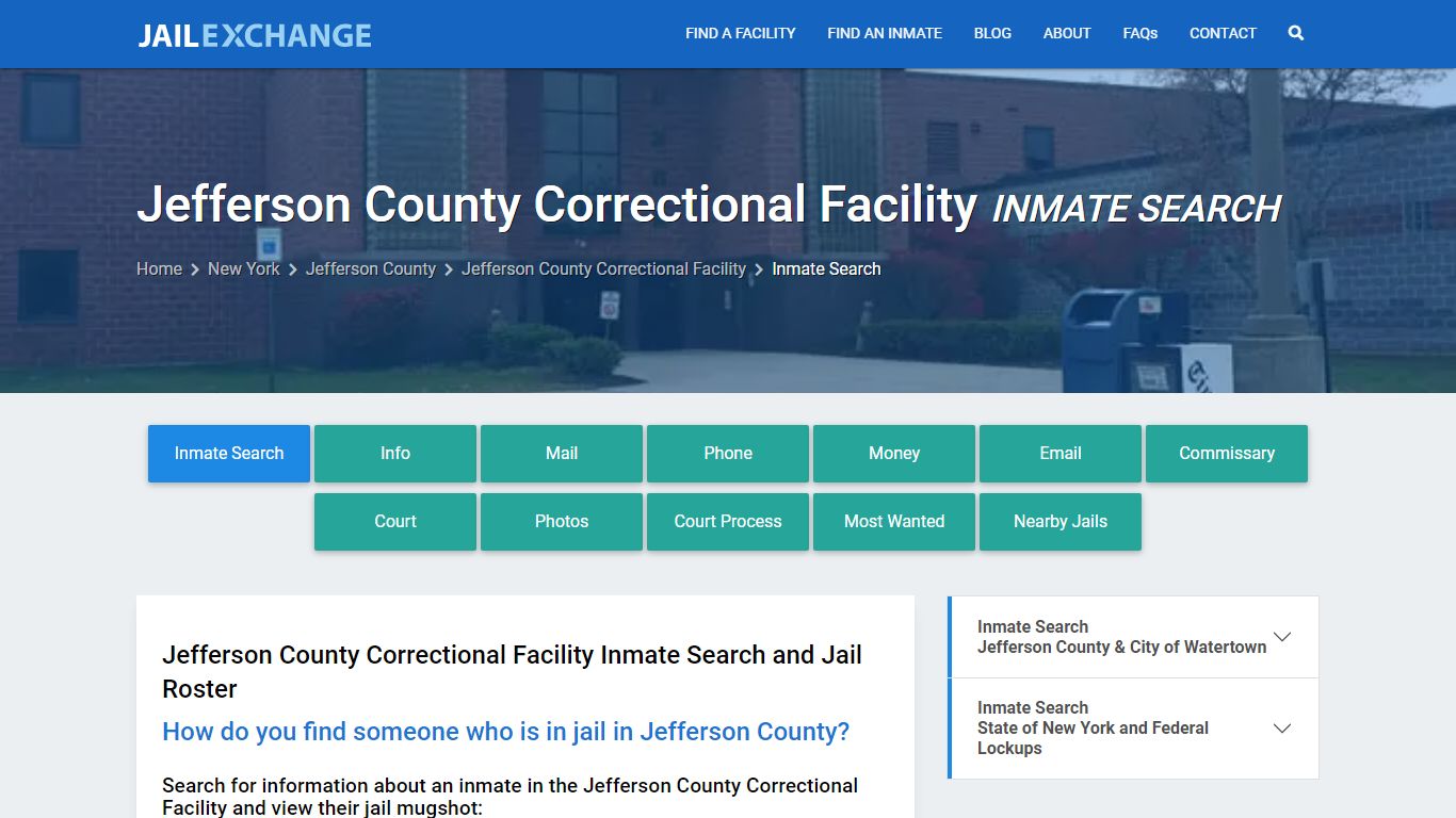 Jefferson County Correctional Facility Inmate Search - Jail Exchange